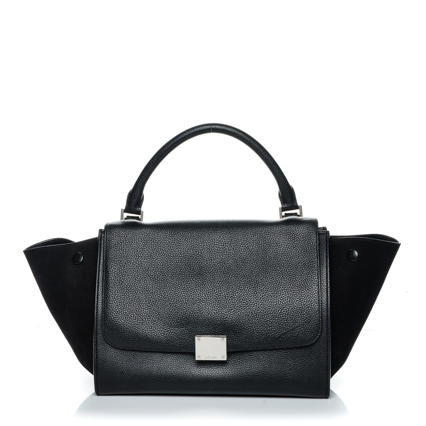 Drummed Calfskin Suede Small Trapeze Black