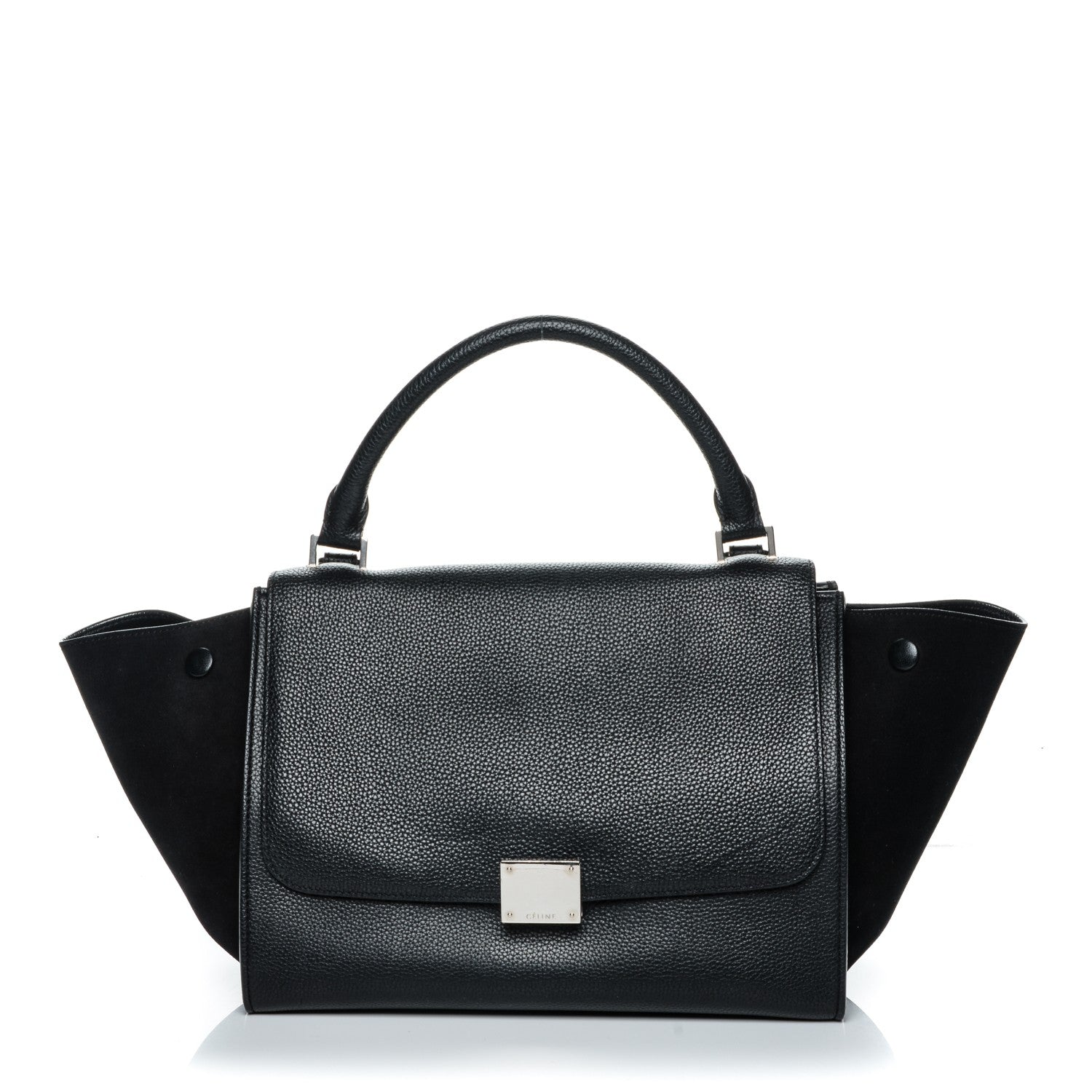 Celine Drummed Calfskin Suede Small Trapeze Black 1 of 7
