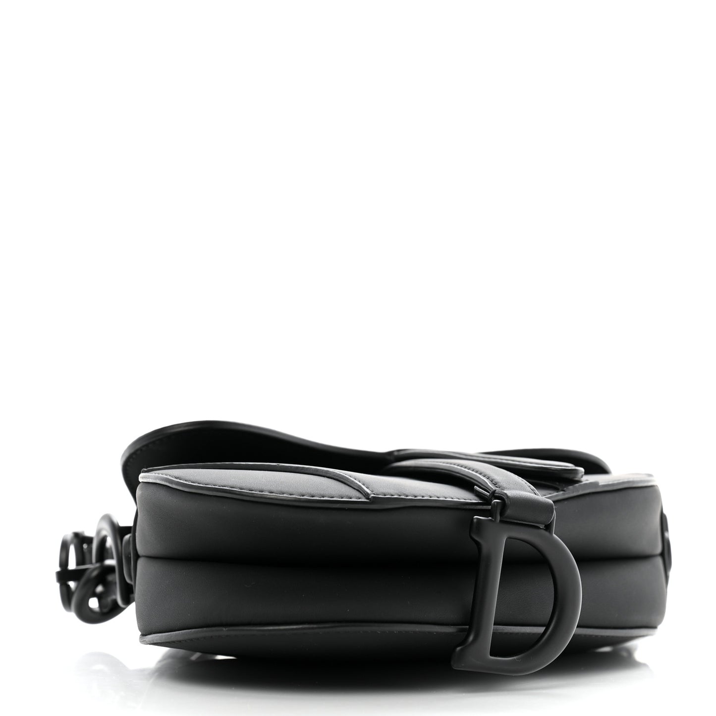 Ultra Matte Calfskin Mini Saddle Bag With Strap Black