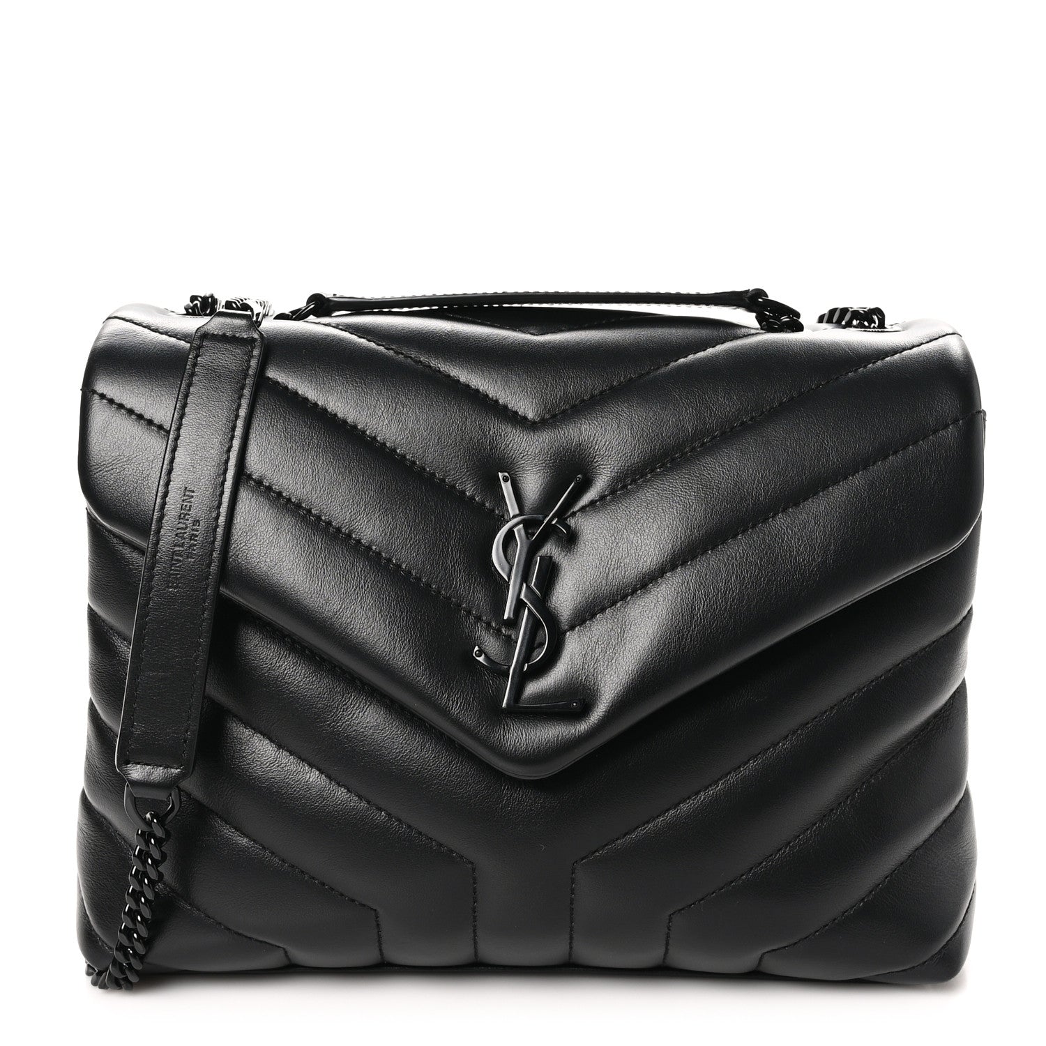 Saint Laurent Calfskin Y Quilted Monogram Monochrome Small Loulou Chain Satchel Black 1 of 10