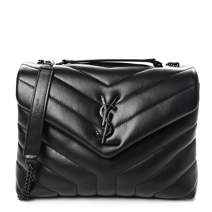 Saint Laurent Calfskin Y Quilted Monogram Monochrome Small Loulou Chain Satchel Black 1 of 10