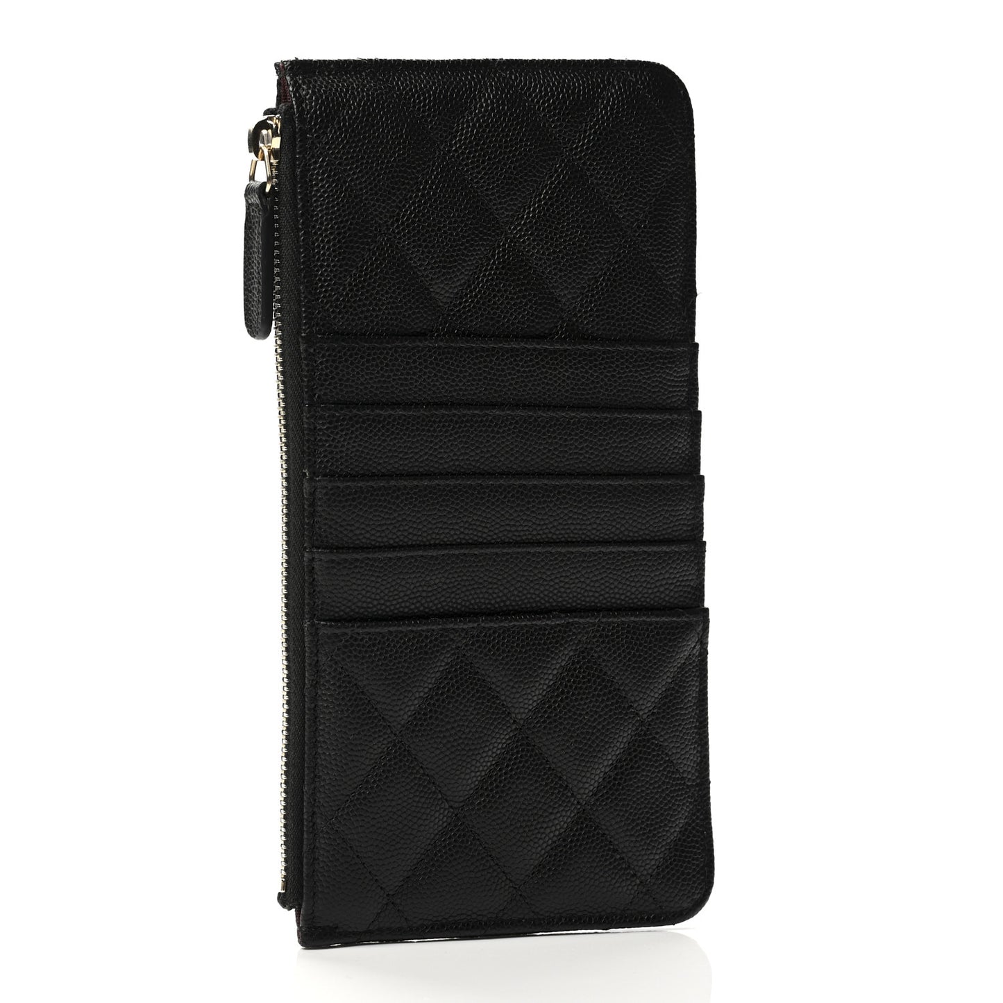 Caviar Quilted Classic Flat Wallet Pouch Black