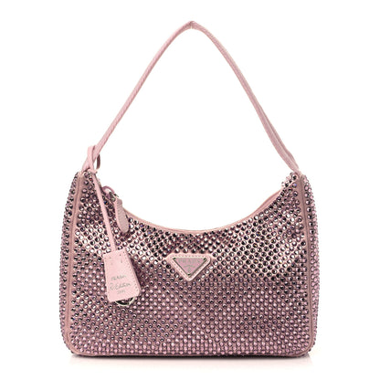 Prada Satin Crystal Mini Re-Edition 2000 Bag Alabastro 1 of 8