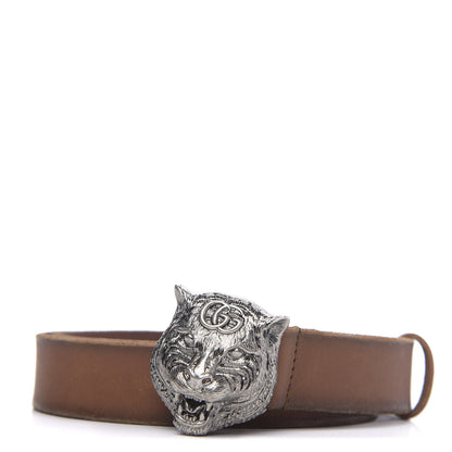 Gucci Cuoio Toscano Nickel Feline Buckle Belt 90 36 Cuir 1 of 4