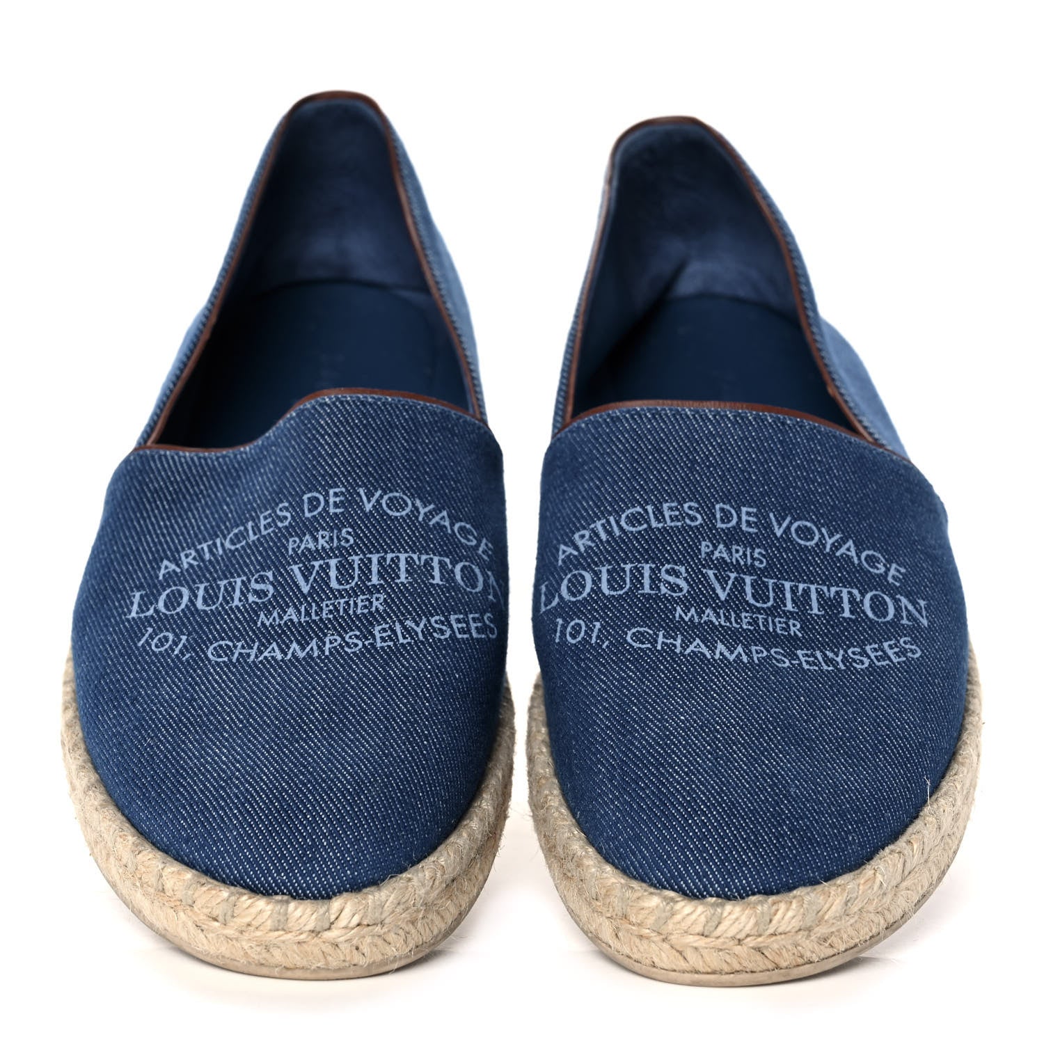Louis Vuitton Denim Articles De Voyage Espadrille Flats 38 Blue 5 of 9