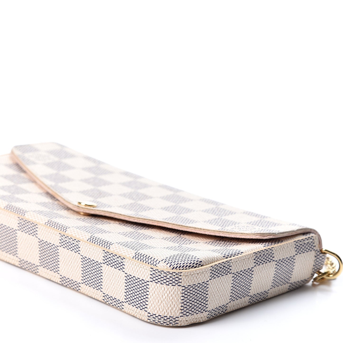 Damier Azur Pochette Felicie Chain Wallet Rose Ballerine