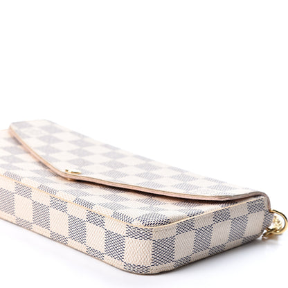 Louis Vuitton Damier Azur Pochette Felicie Chain Wallet Rose Ballerine 8 of 12