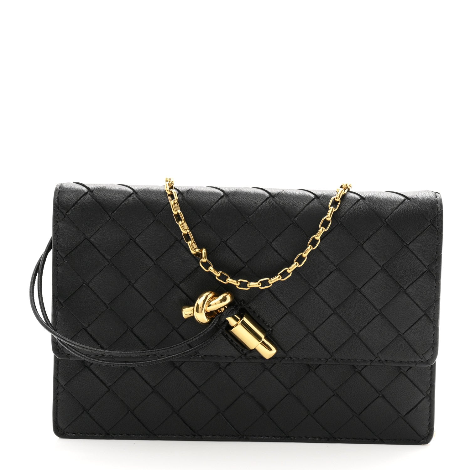 Bottega Veneta Nappa Intrecciato Andiamo Pouch On Chain Black Black 1 of 9