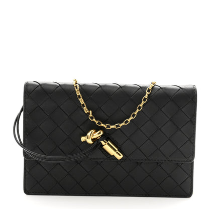 Bottega Veneta Nappa Intrecciato Andiamo Pouch On Chain Black Black 1 of 9