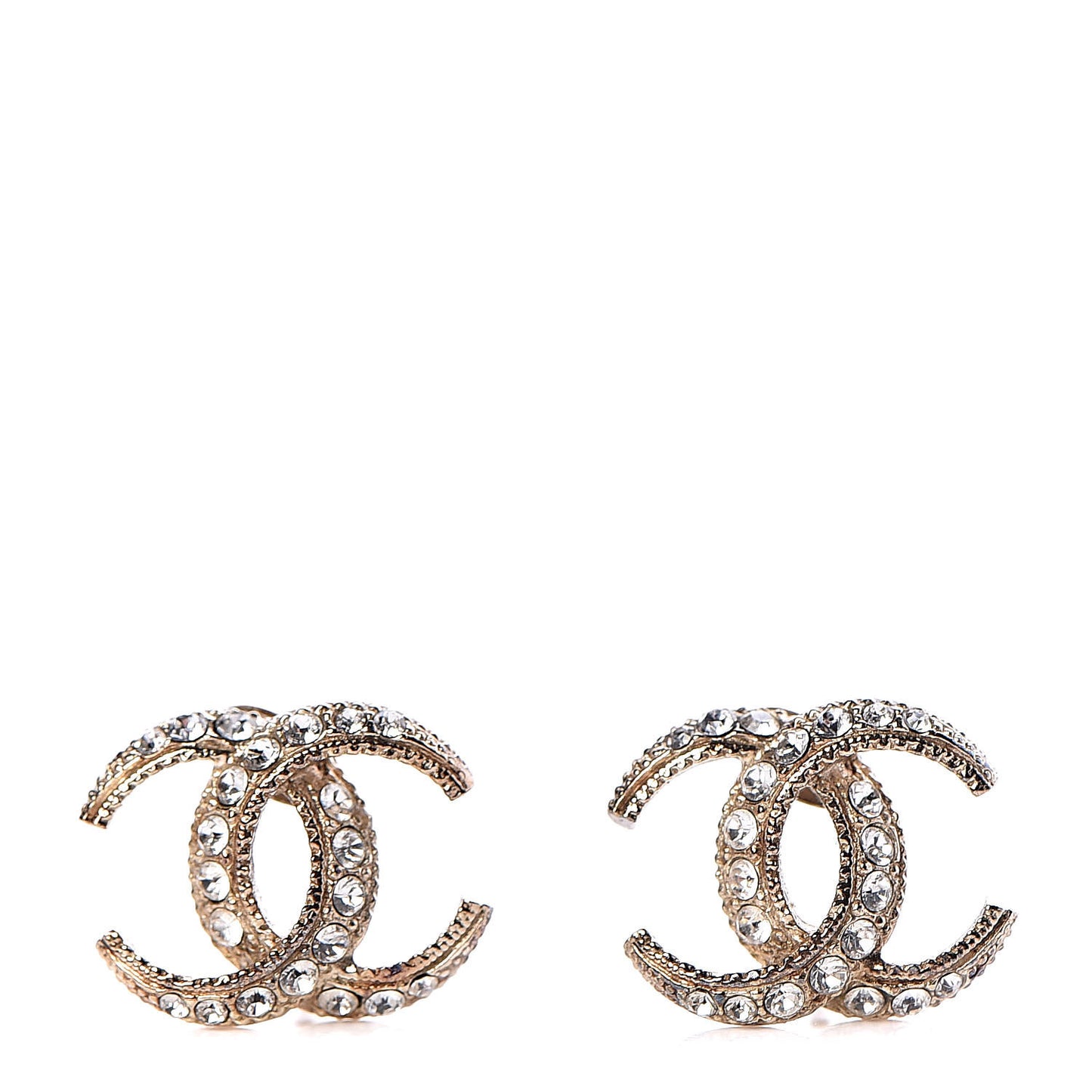 Crystal CC Moon Earrings Gold
