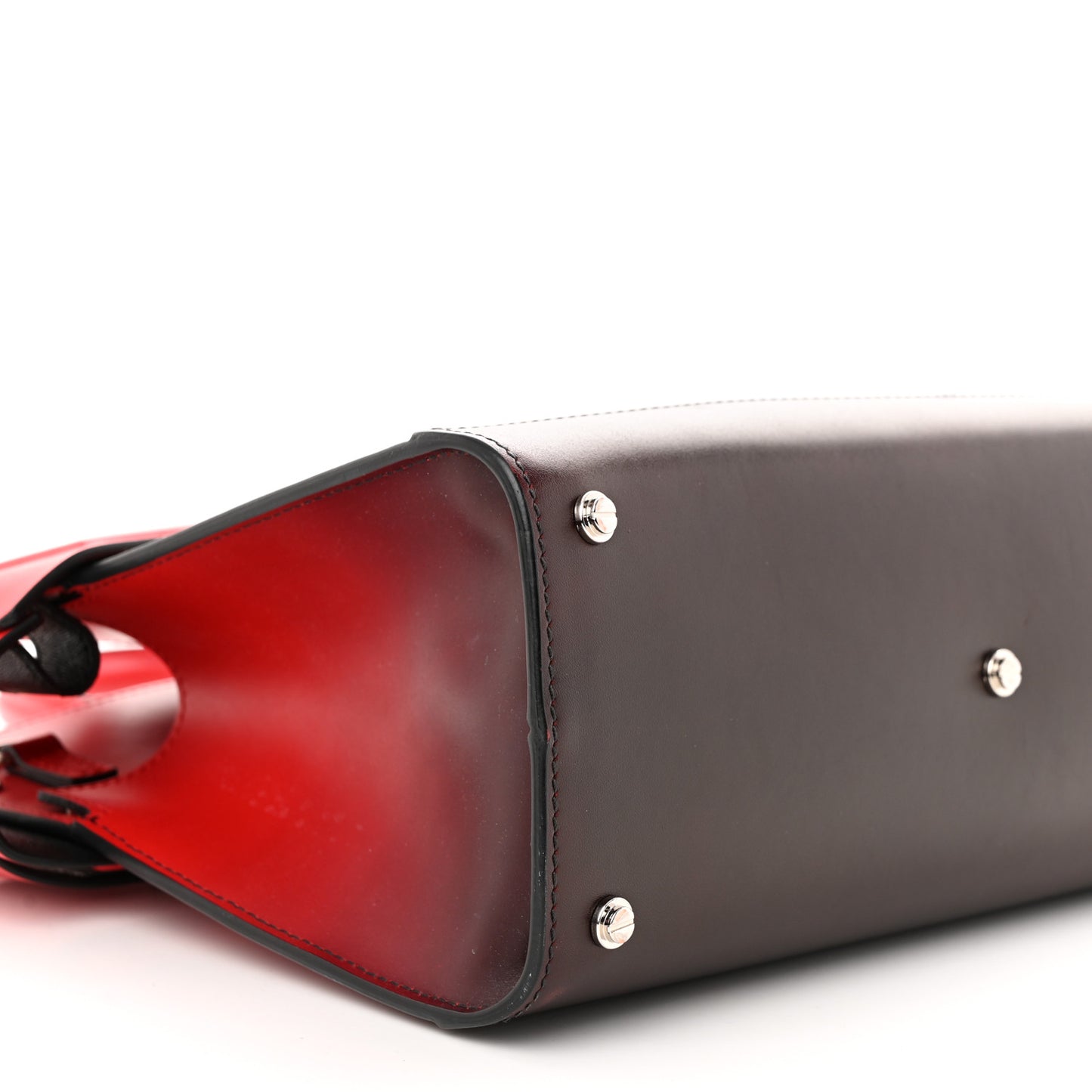 Smooth Calfskin Small Degrade Horizon Satchel Red Black