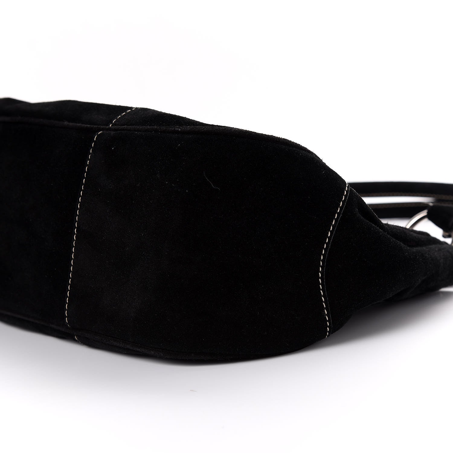 Prada Scamosciato Suede Buckle Shoulder Bag Black 8 of 9