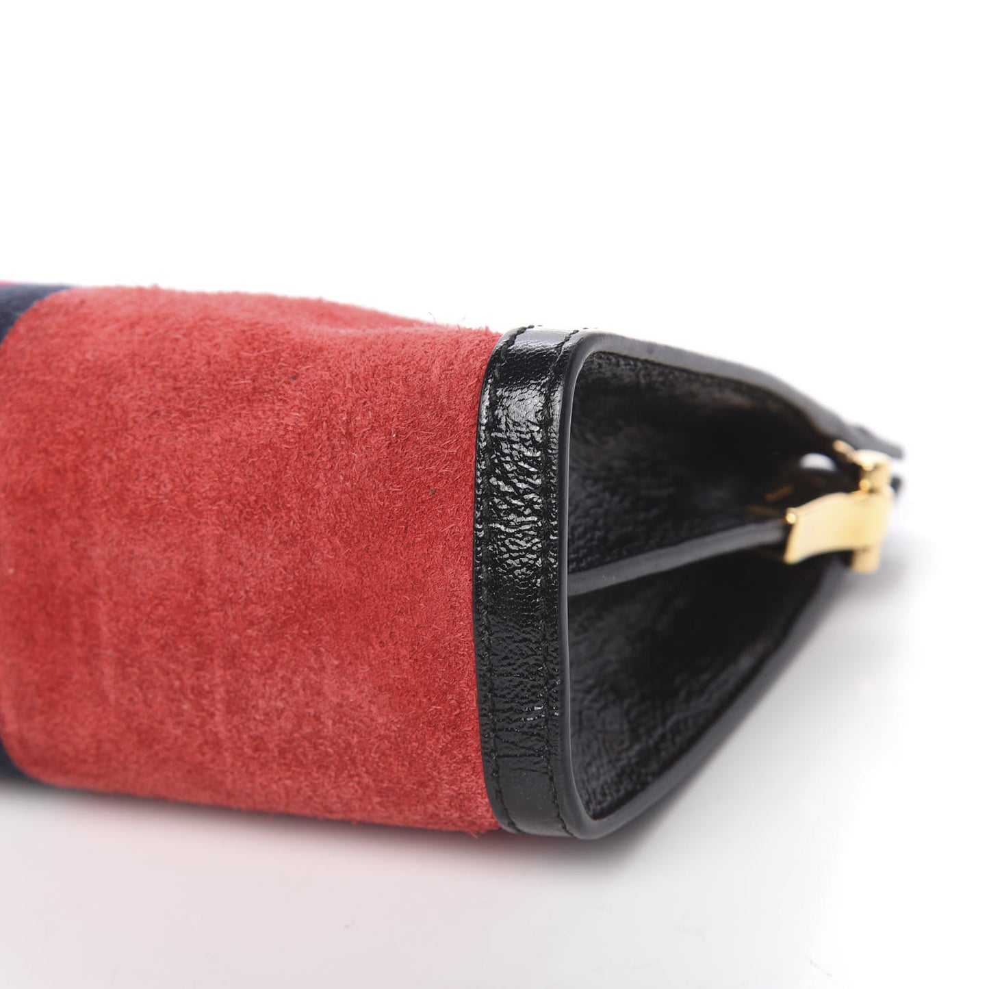 Suede Patent Web Small Ophidia Chain Shoulder Bag Hibiscus Red Black