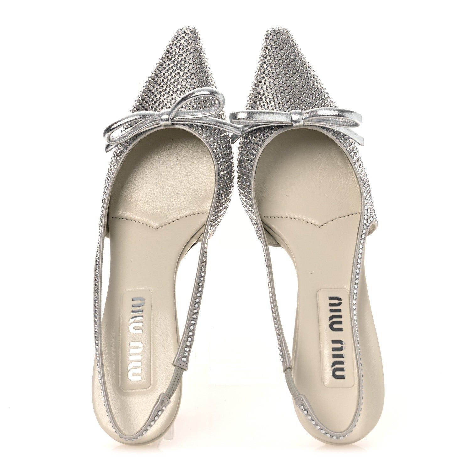 Miu Miu Satin Crystal Slingback Pumps 37 Perla 2 of 10