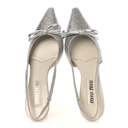 Miu Miu Satin Crystal Slingback Pumps 37 Perla 2 of 10