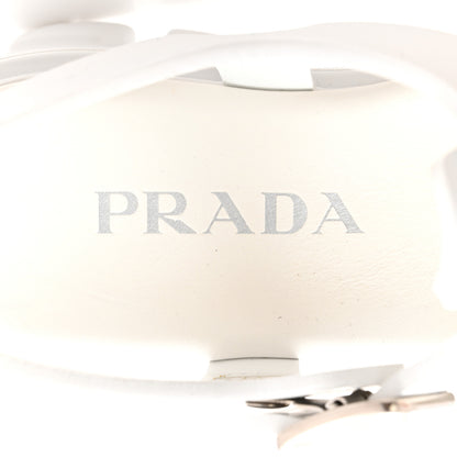 Prada Foam Rubber Metal Triangle Logo Monolith 55mm Cage Sandals 38 White 8 of 10