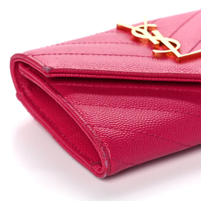 Saint Laurent Grain De Poudre Matelasse Chevron Small Monogram Envelope Wallet Bubblegum 8 of 12