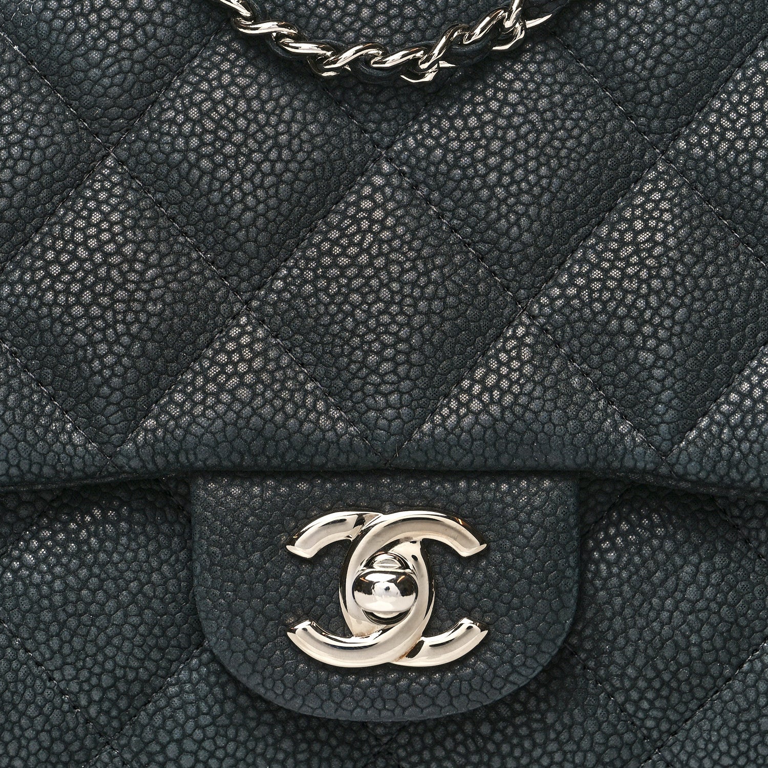 Chanel Iridescent Caviar Quilted Clutch With Chain Flap Black 8 of 10