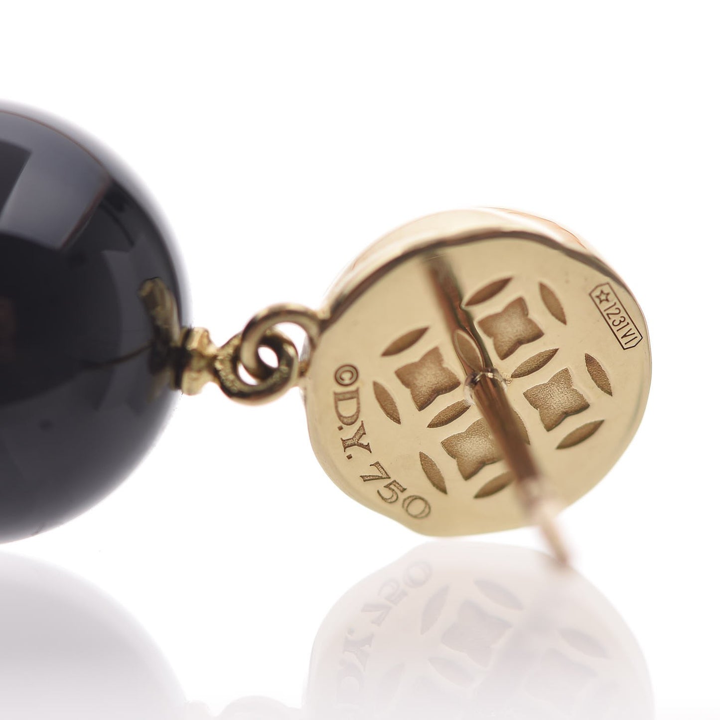 18K Yellow Gold Onyx Sculpted Earrings