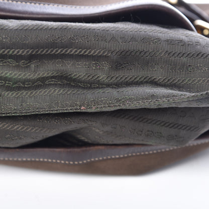 Prada Jacquard Logo Hobo Brown 10 of 12