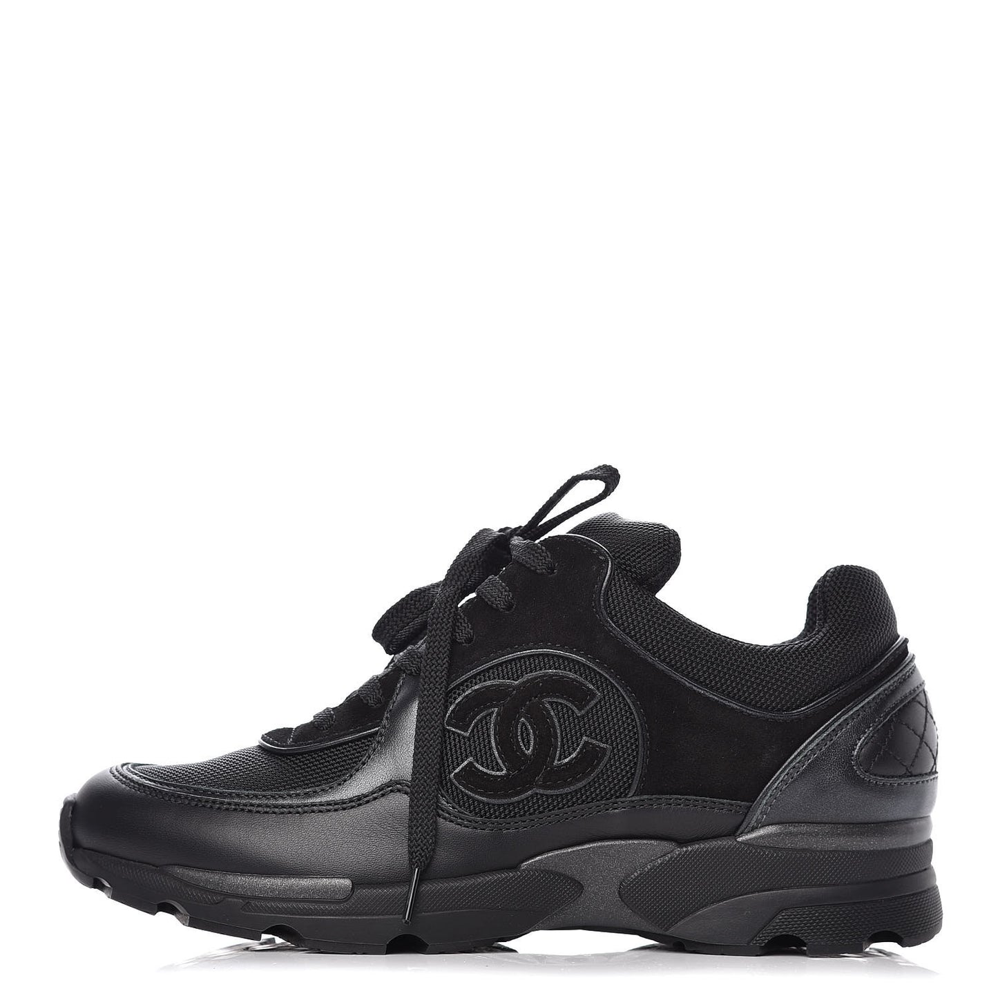 Toile Suede Calfskin CC Sneakers 35.5 Black