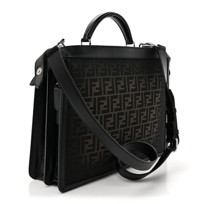 Fendi FF Vitello King Jacquard 1974 Medium Peekaboo I SEE U Satchel Brown 3 of 10