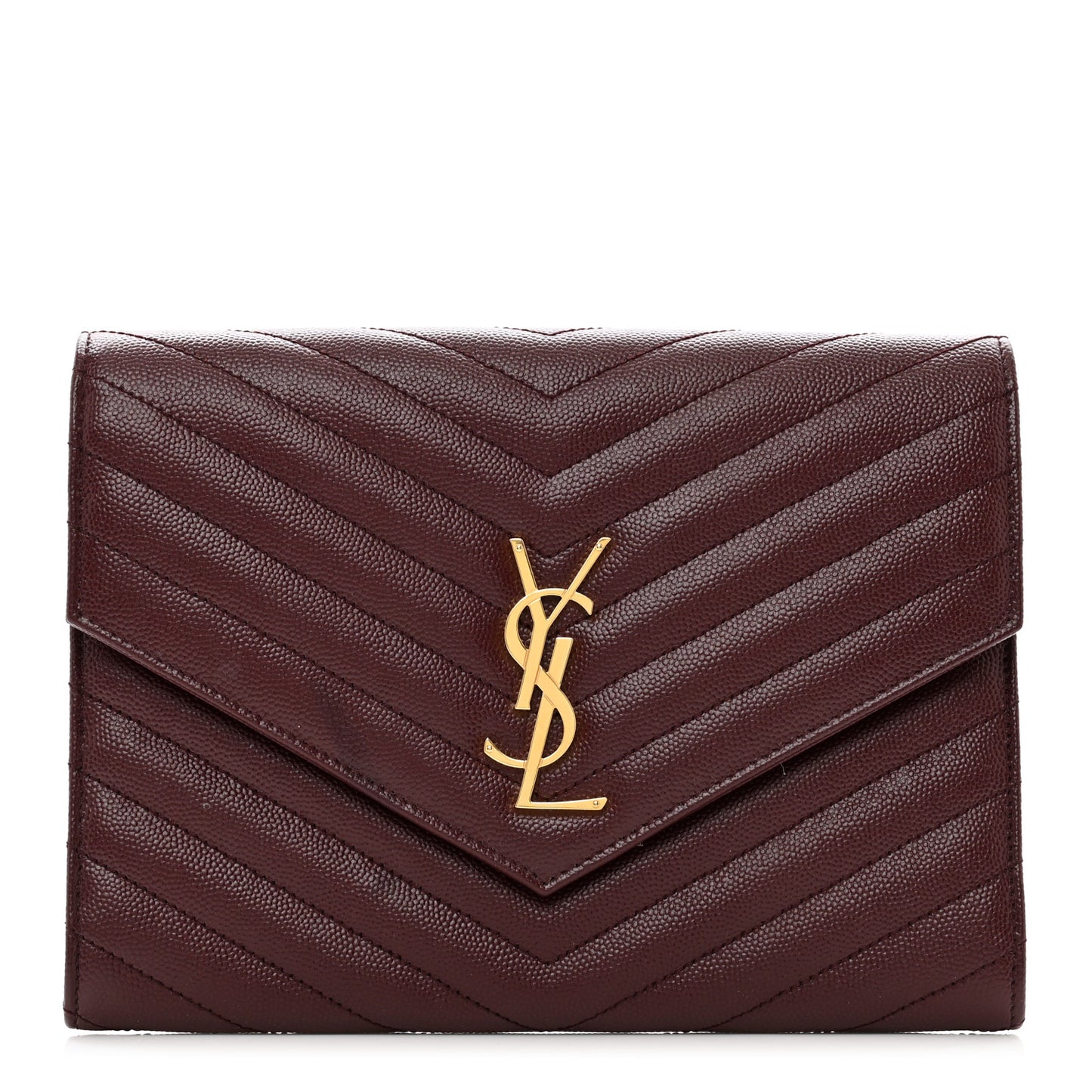 Grain De Poudre Matelasse Chevron Monogram Envelope Clutch Palissandre