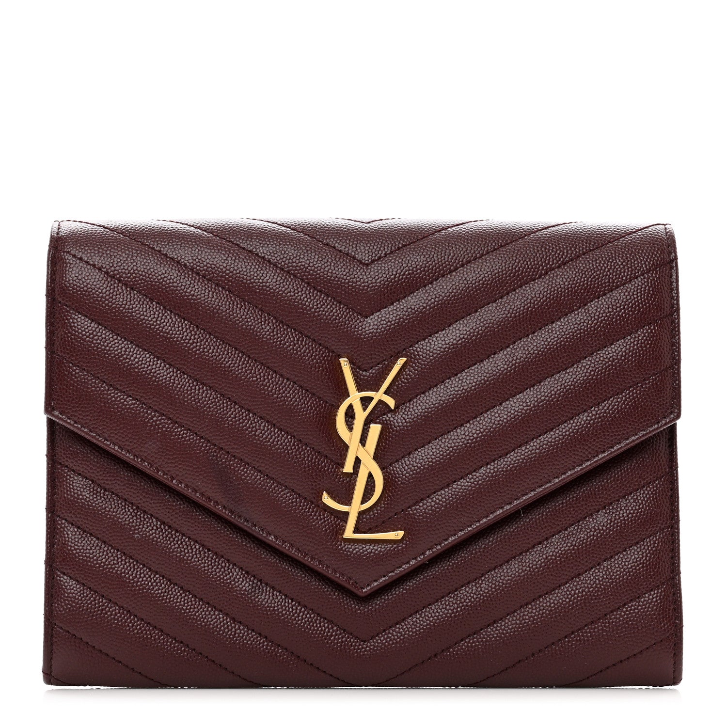 Saint Laurent Grain De Poudre Matelasse Chevron Monogram Envelope Clutch Palissandre 1 of 8