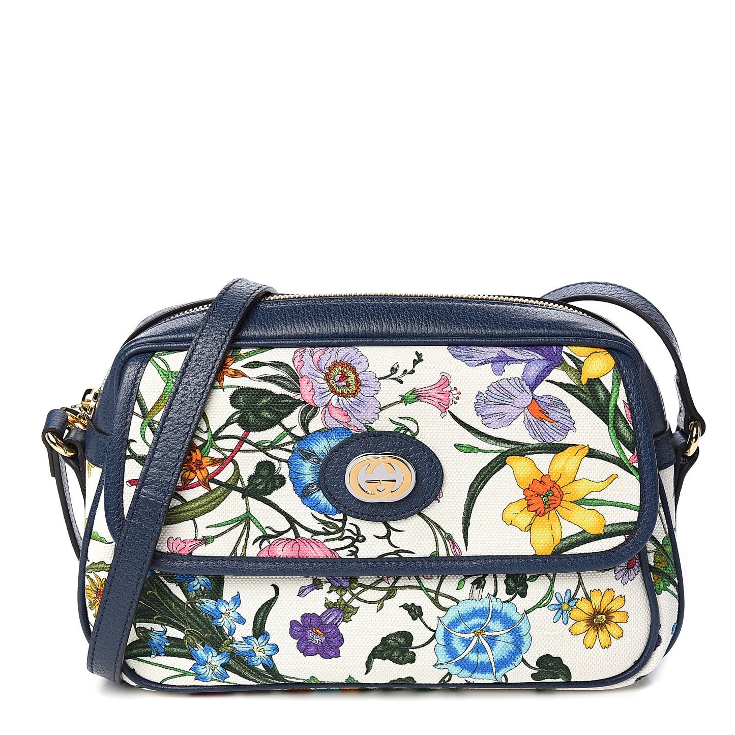 Canvas Flora Floral Shoulder Bag White Blue Agata Mulitcolor