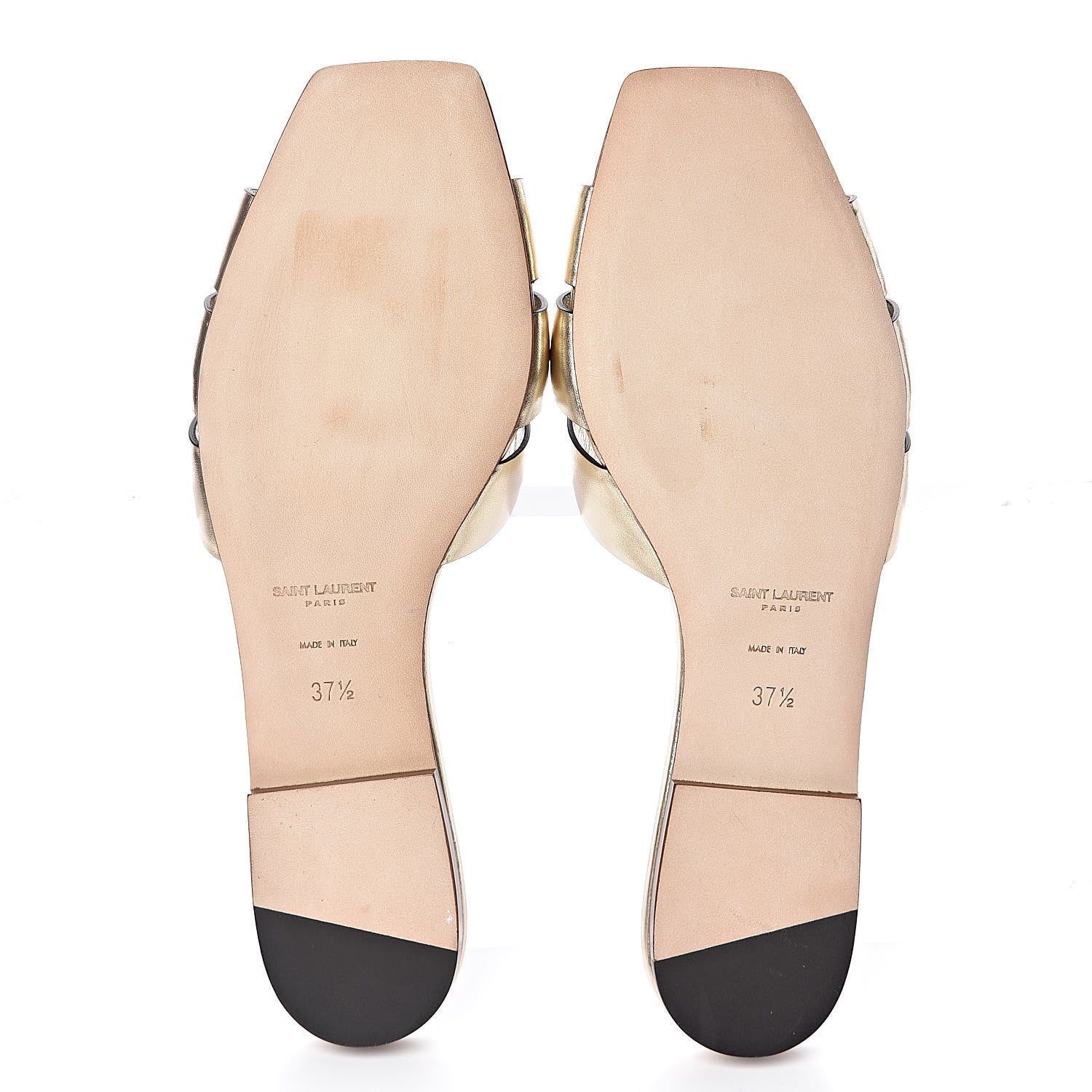 Saint Laurent Calfskin Tribute 05 Slide Sandals 37.5 Gold 7 of 9