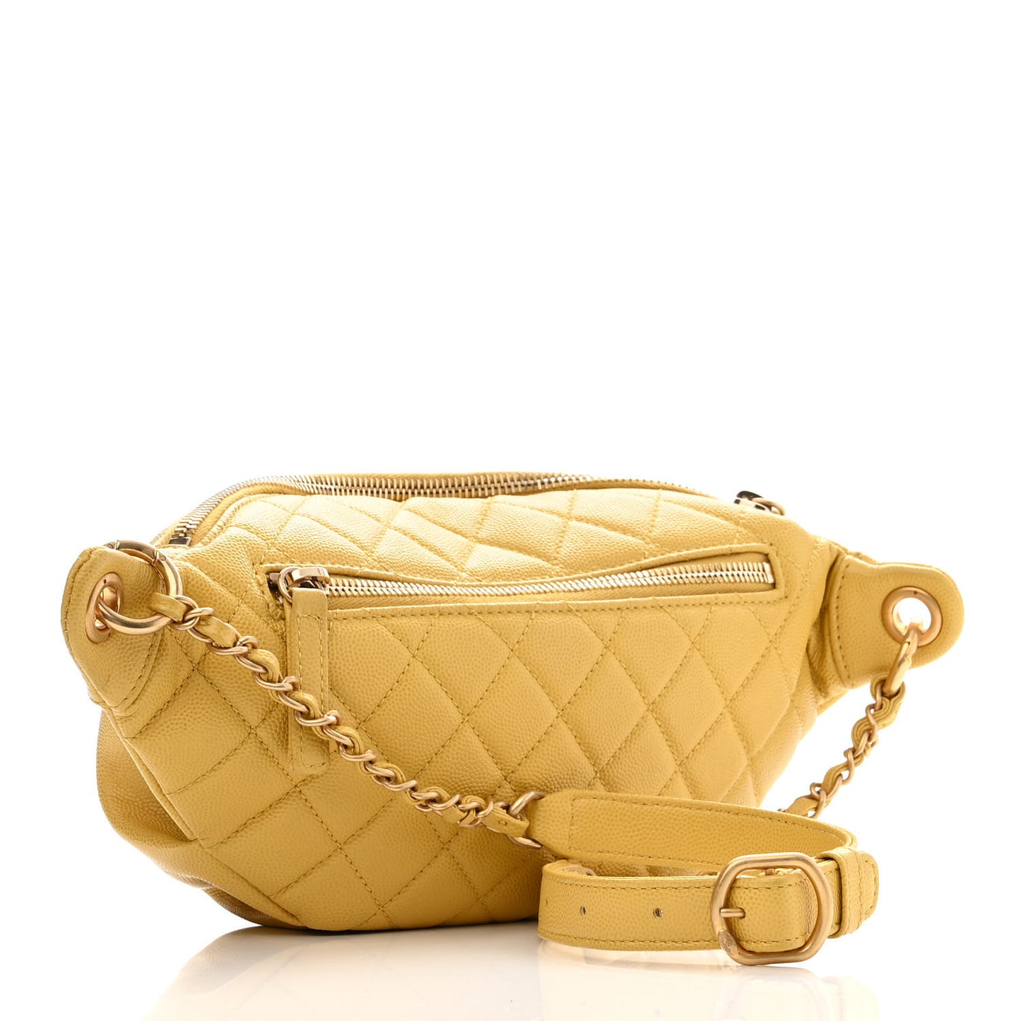 Caviar Quilted Filigree Waist Bag Yellow