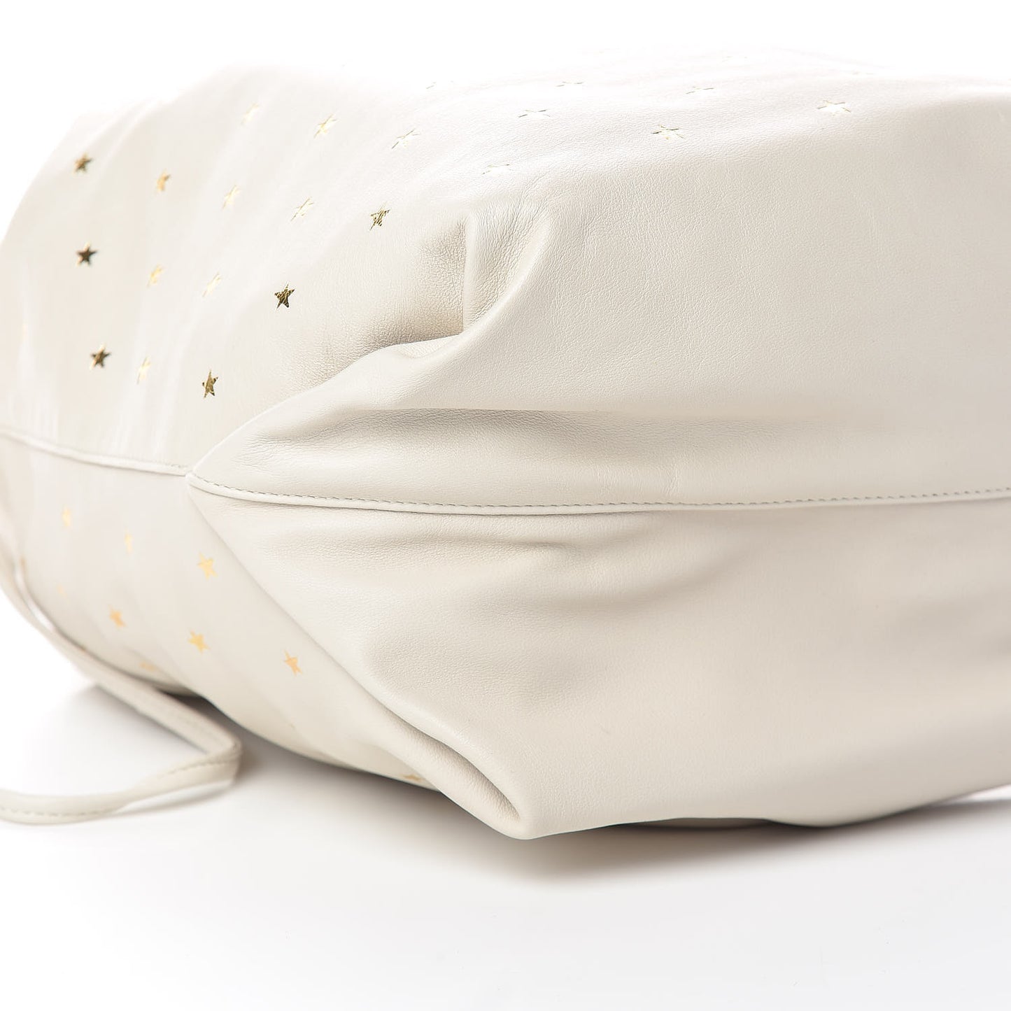 Lambskin Star Printed Teddy Drawstring Bag White
