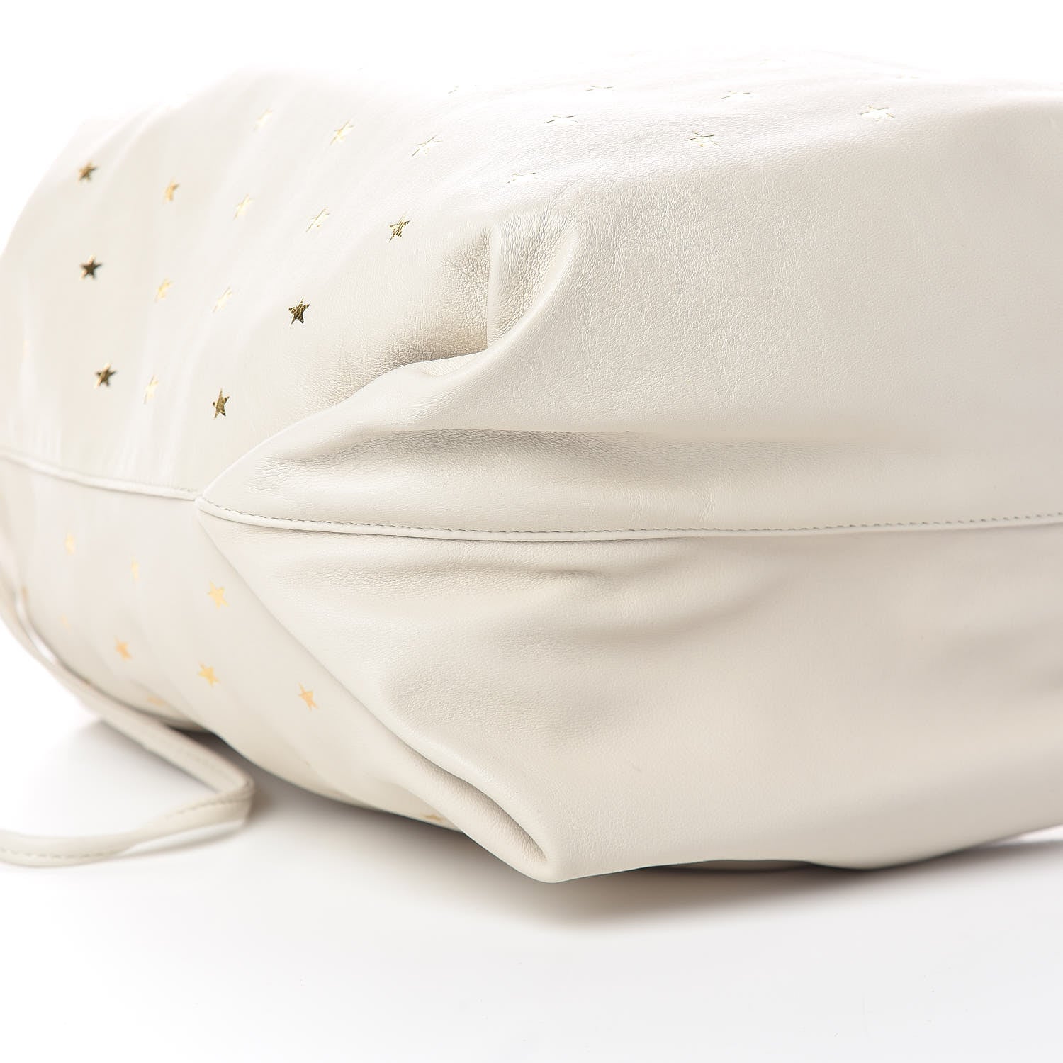 Saint Laurent Lambskin Star Printed Teddy Drawstring Bag White 10 of 11