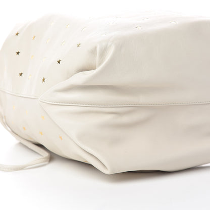 Saint Laurent Lambskin Star Printed Teddy Drawstring Bag White 10 of 11