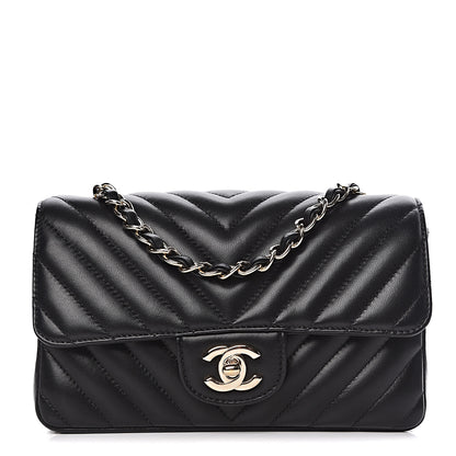 Chanel Lambskin Chevron Quilted Mini Rectangular Flap Black 1 of 11