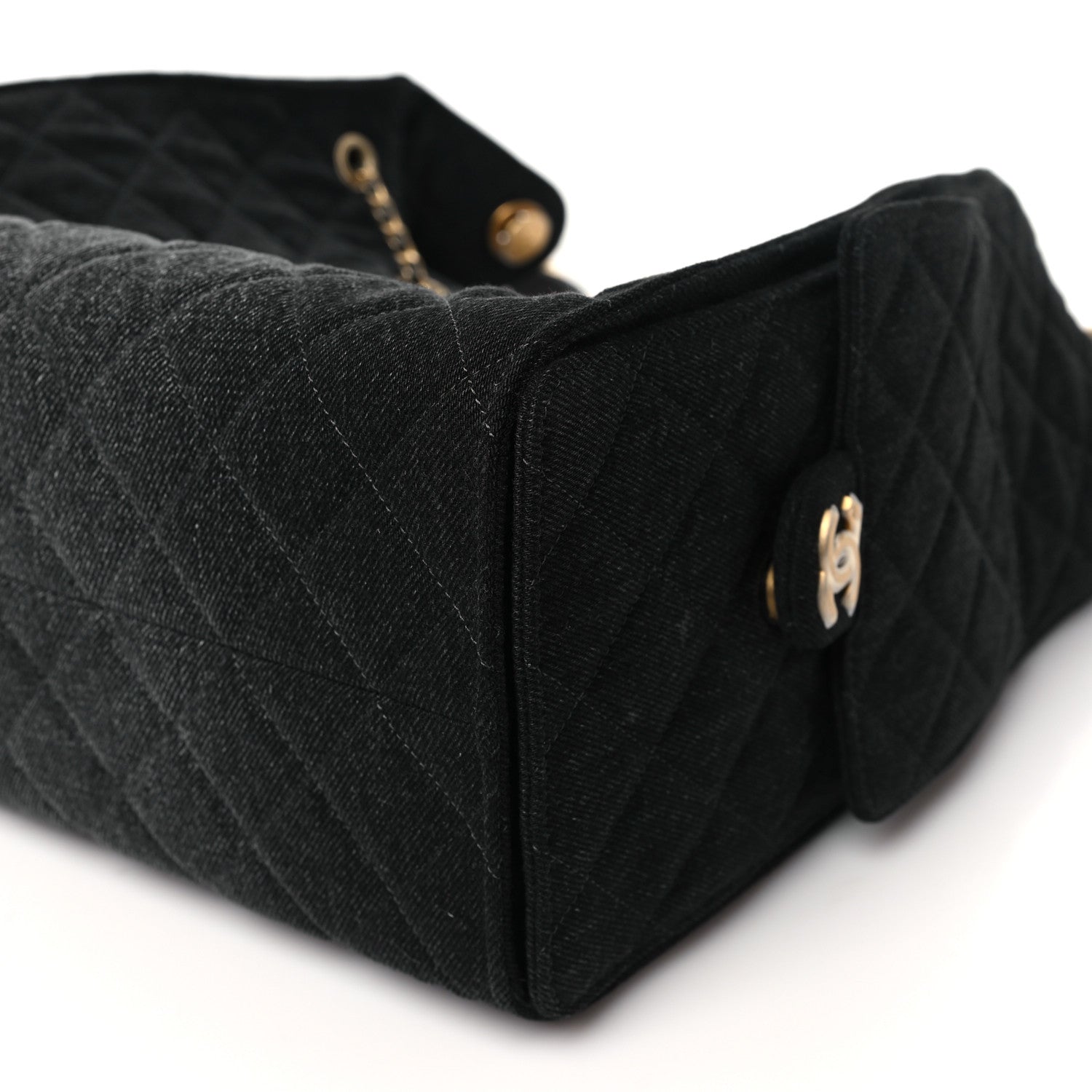 Chanel Washed Denim Quilted Medium Chanel 25 Handbag Black 11 of 12