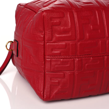 Fendi Nappa FF 1974 Embossed Small Boston Fragola 9 of 11