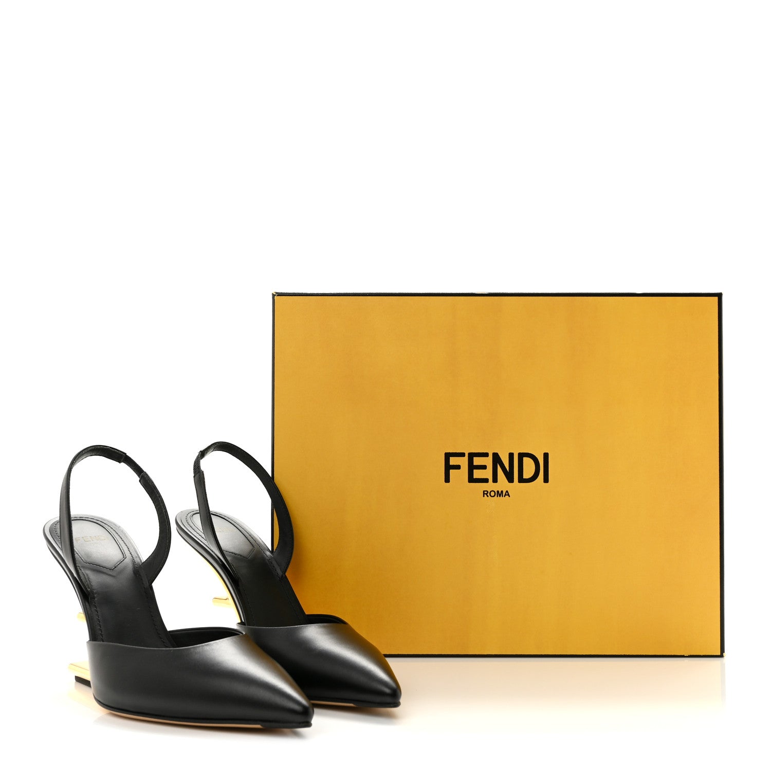 Fendi Vitello Fendi First 95mm Slingback Sandals 36.5 Black 10 of 10