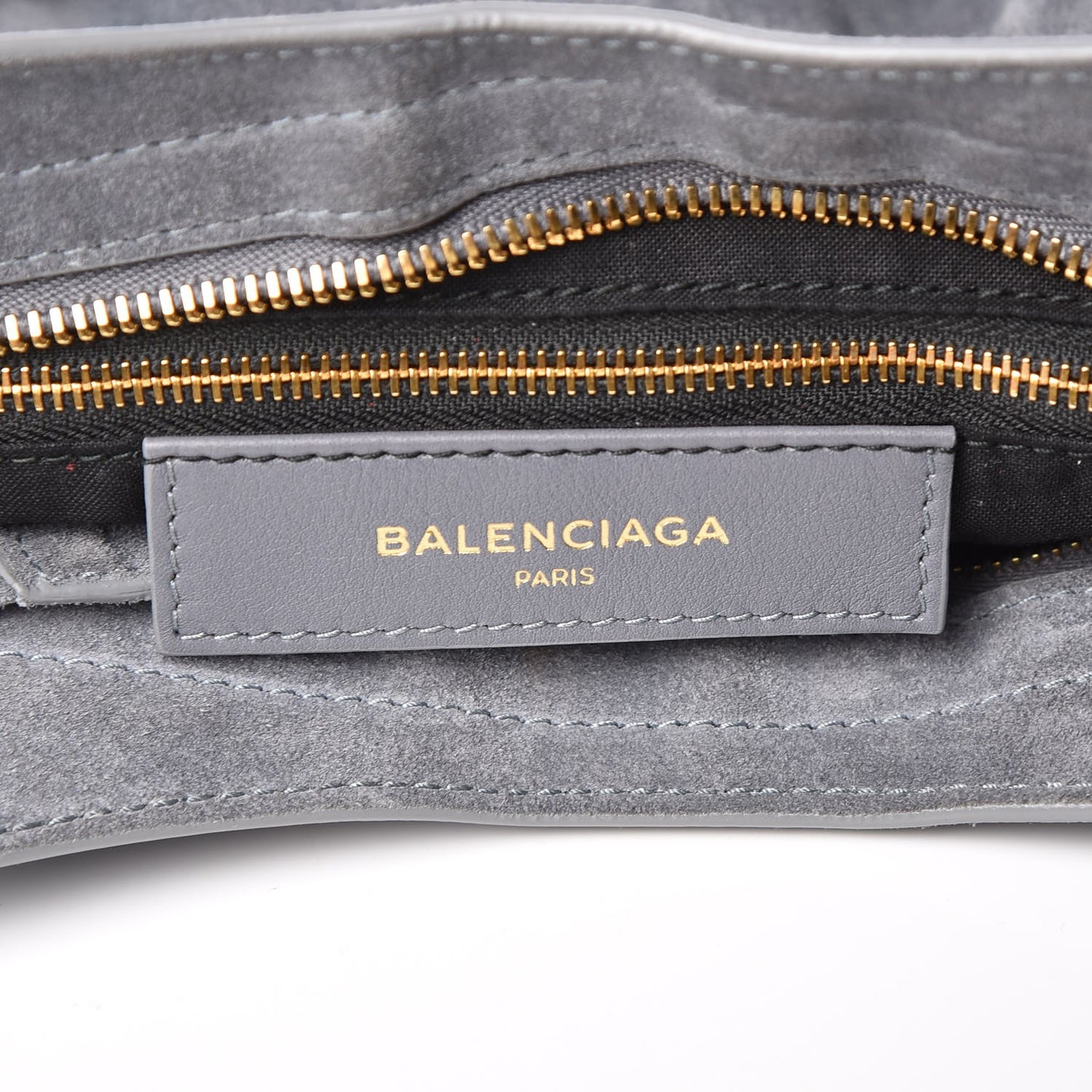 Baby Daim Suede Gold Metallic Edge Hardware City Gris Plomb