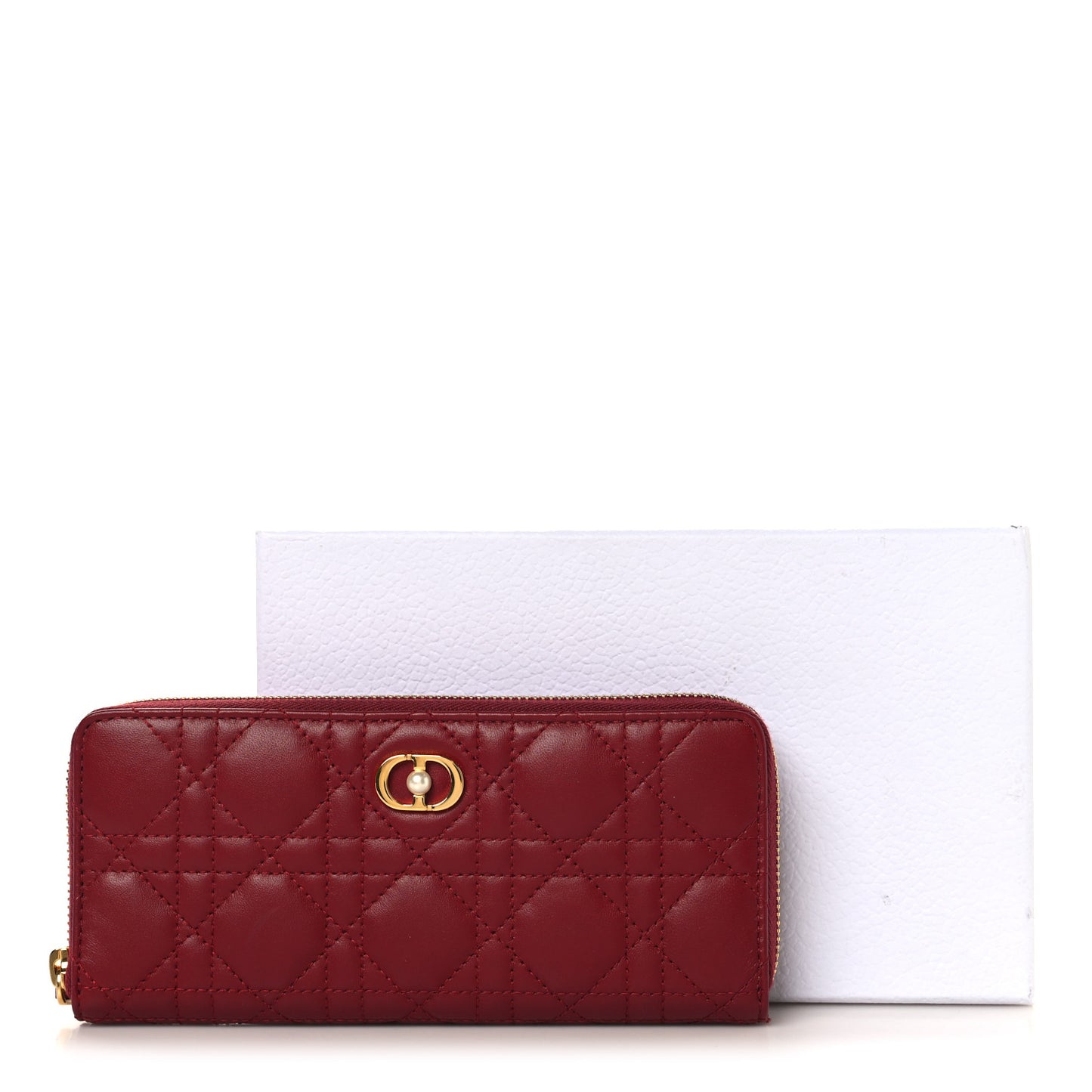 Lambskin Cannage Jolie Voyageur Slim Wallet Cherry Red