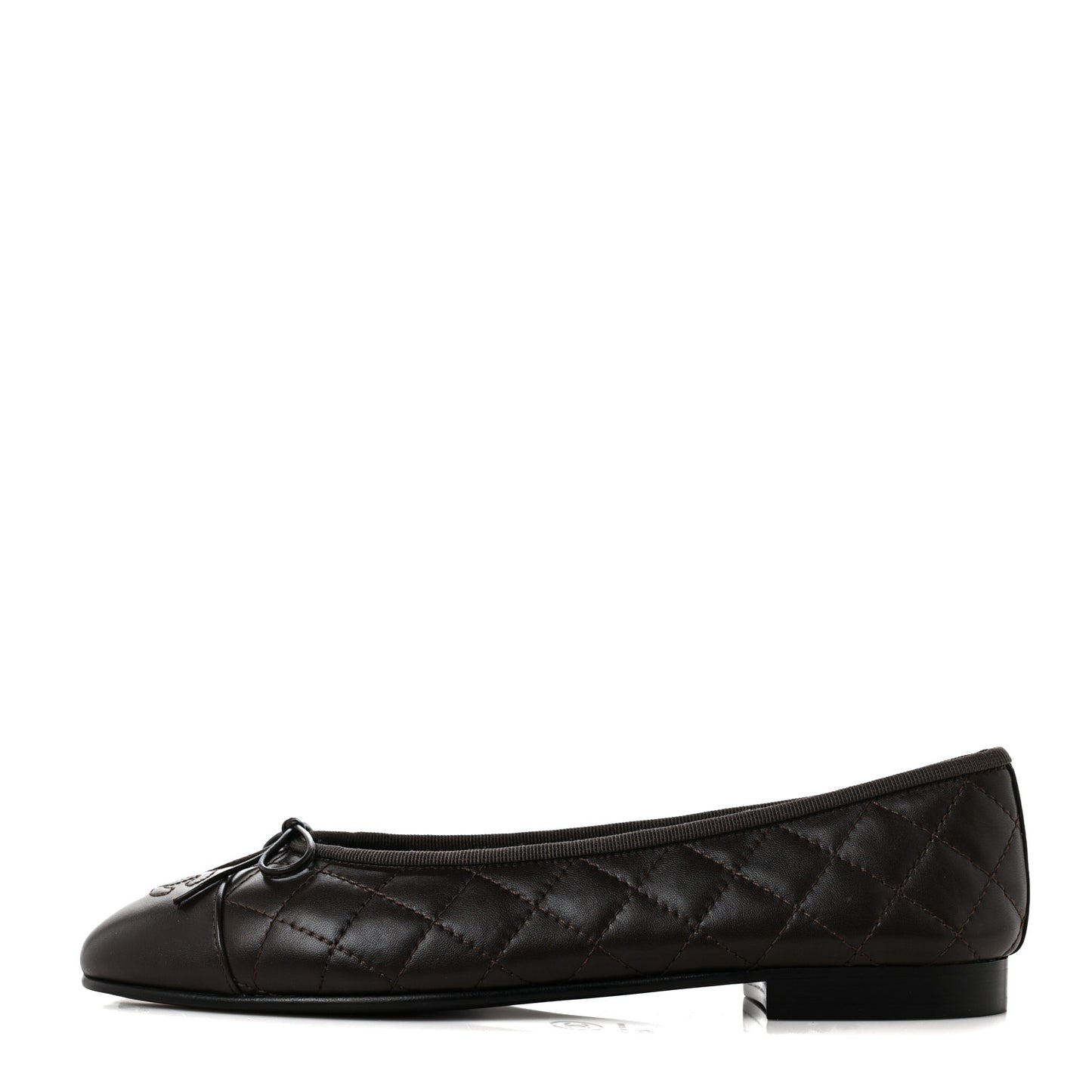Lambskin Quilted Cap Toe Ballerina Flats 40 Dark Brown