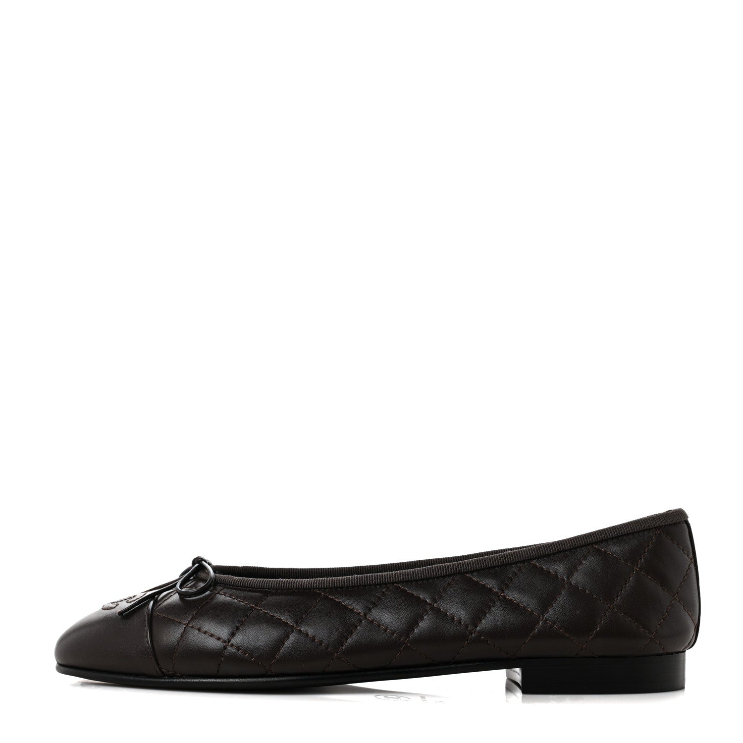 Chanel Lambskin Quilted Cap Toe Ballerina Flats 40 Dark Brown 1 of 9
