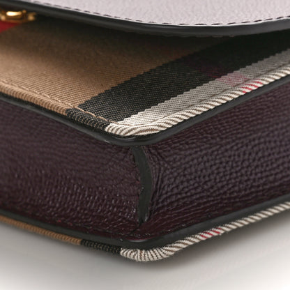 Burberry Grained Calfskin House Check Tartan Mix Hampshire Wallet On Chain Burgundy 9 of 9