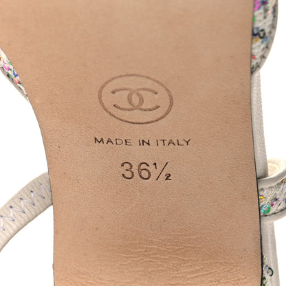 Chanel Tweed Lambskin Sequin Cap Toe CC Slingback Pumps 36.5 White Black Multicolor 7 of 9