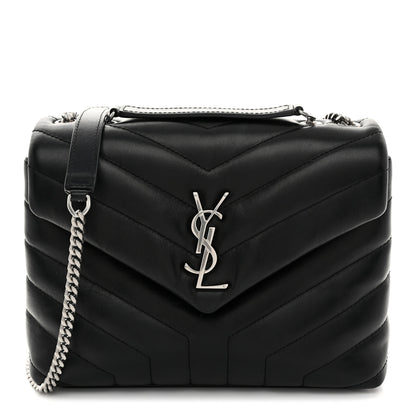 Saint Laurent Calfskin Y Quilted Monogram Small Loulou Chain Satchel Black 1 of 11