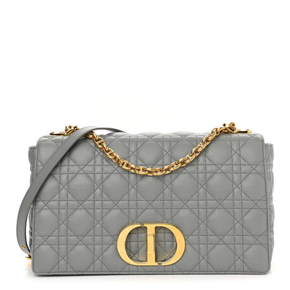 Christian Dior Lambskin Cannage Large Caro Bag Grey Stone 1 of 12