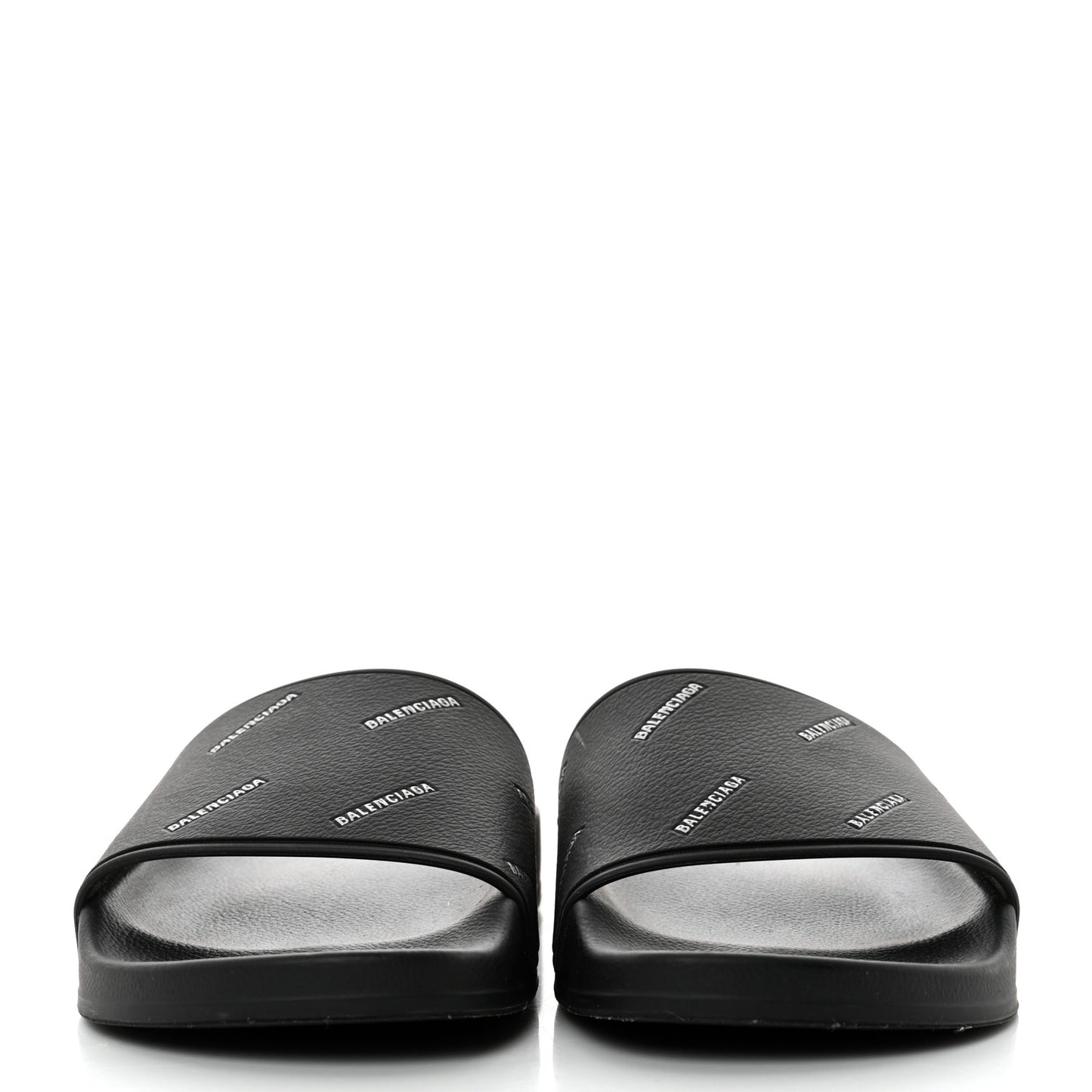 Rubber Allover Logo Embossed Womens Pool Slide Sandals 37 Black