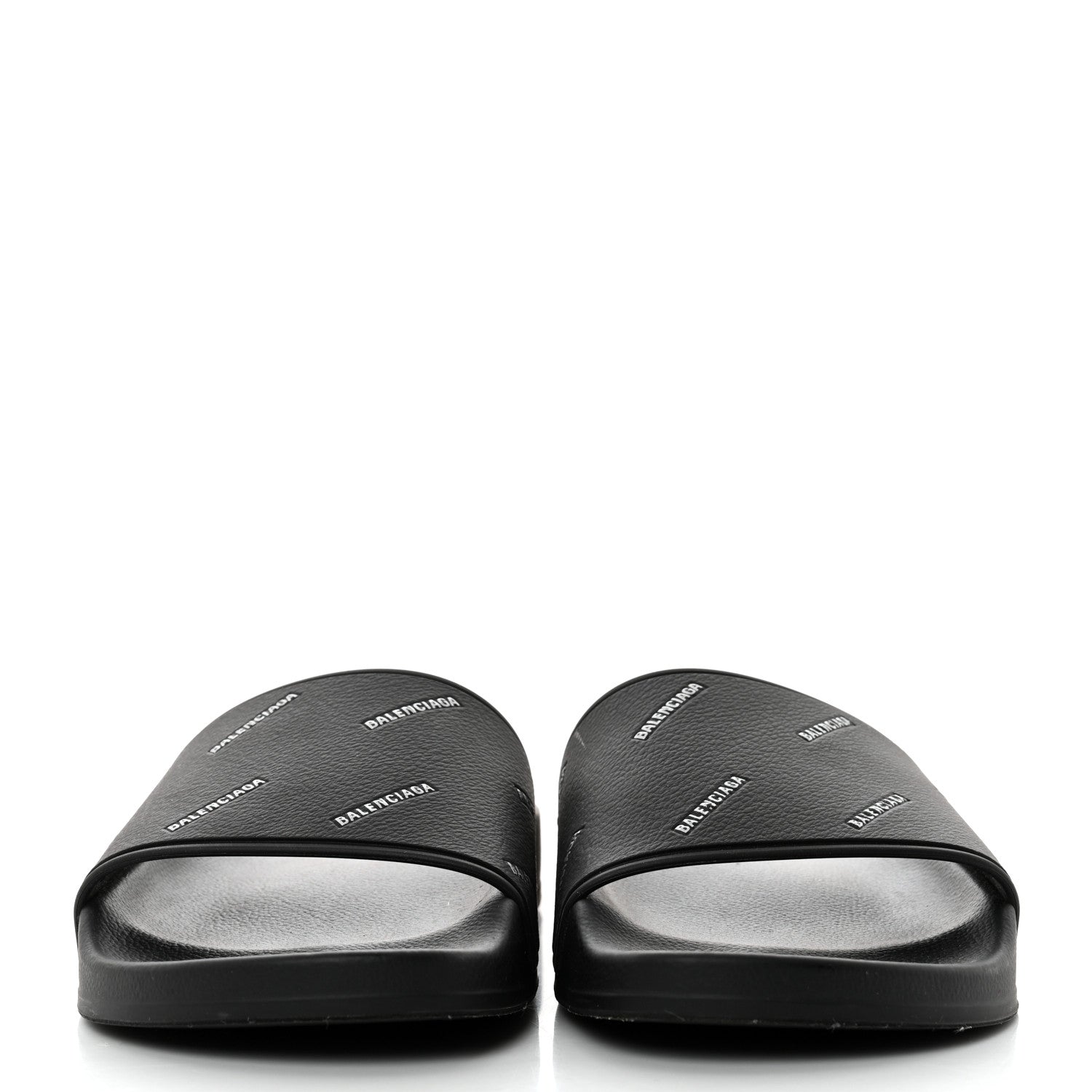 Balenciaga Rubber Allover Logo Embossed Womens Pool Slide Sandals 37 Black 2 of 8