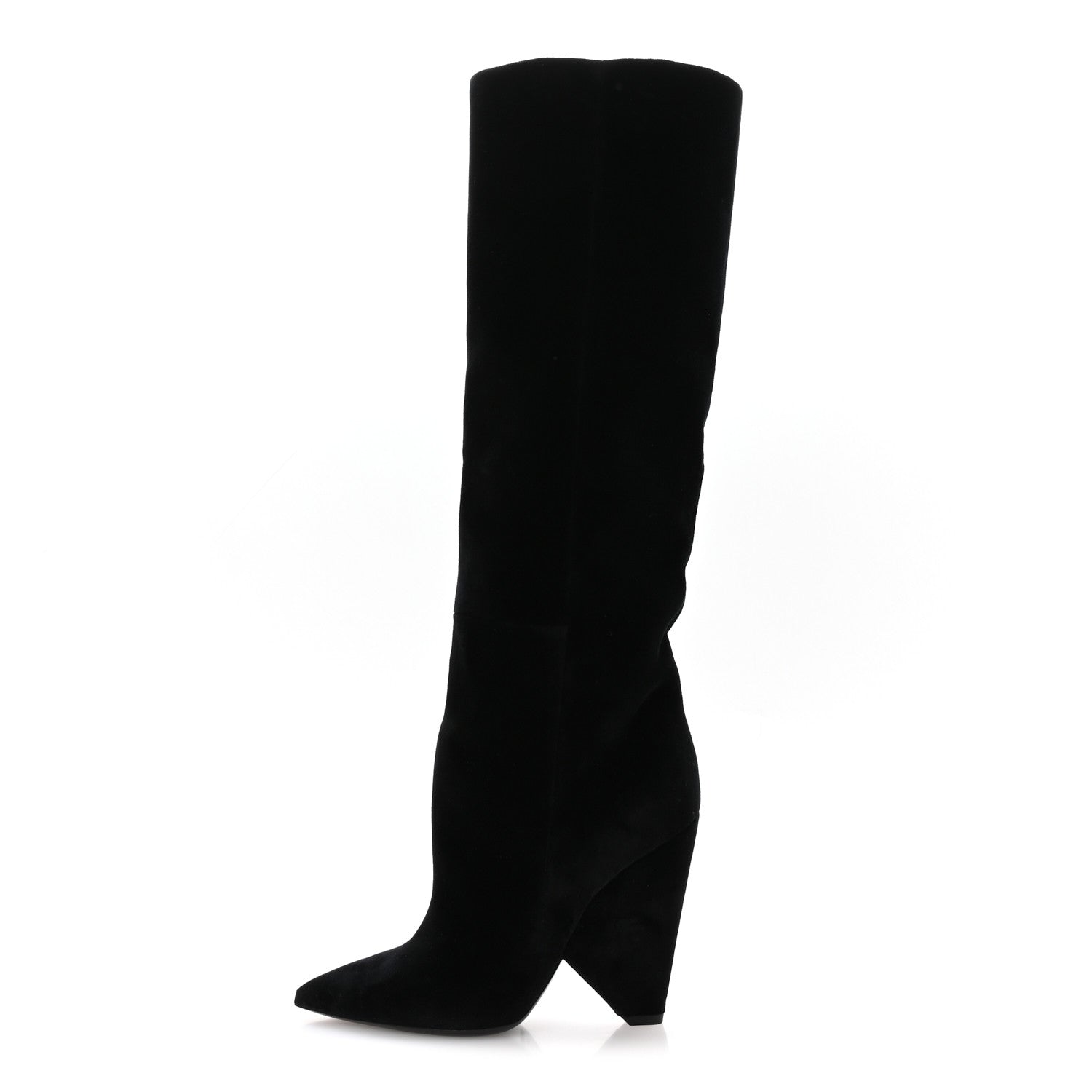 Saint Laurent Velvet Niki 105 Thigh High Boots 37.5 Black 1 of 8
