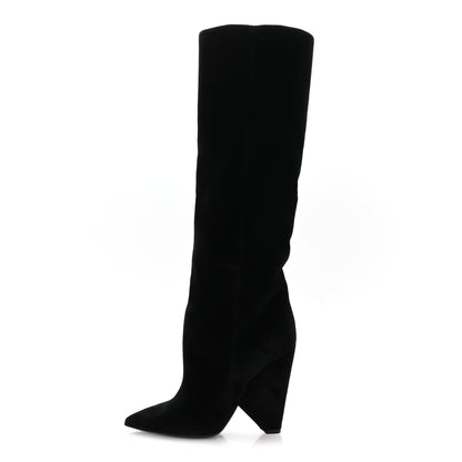 Saint Laurent Velvet Niki 105 Thigh High Boots 37.5 Black 1 of 8